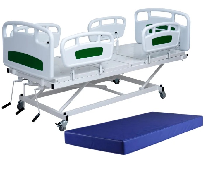 Cama Fowler Injetada Elevação 3 Manivelas S-8800-C Com Colchão D-28 - Salutem Hospitalares
